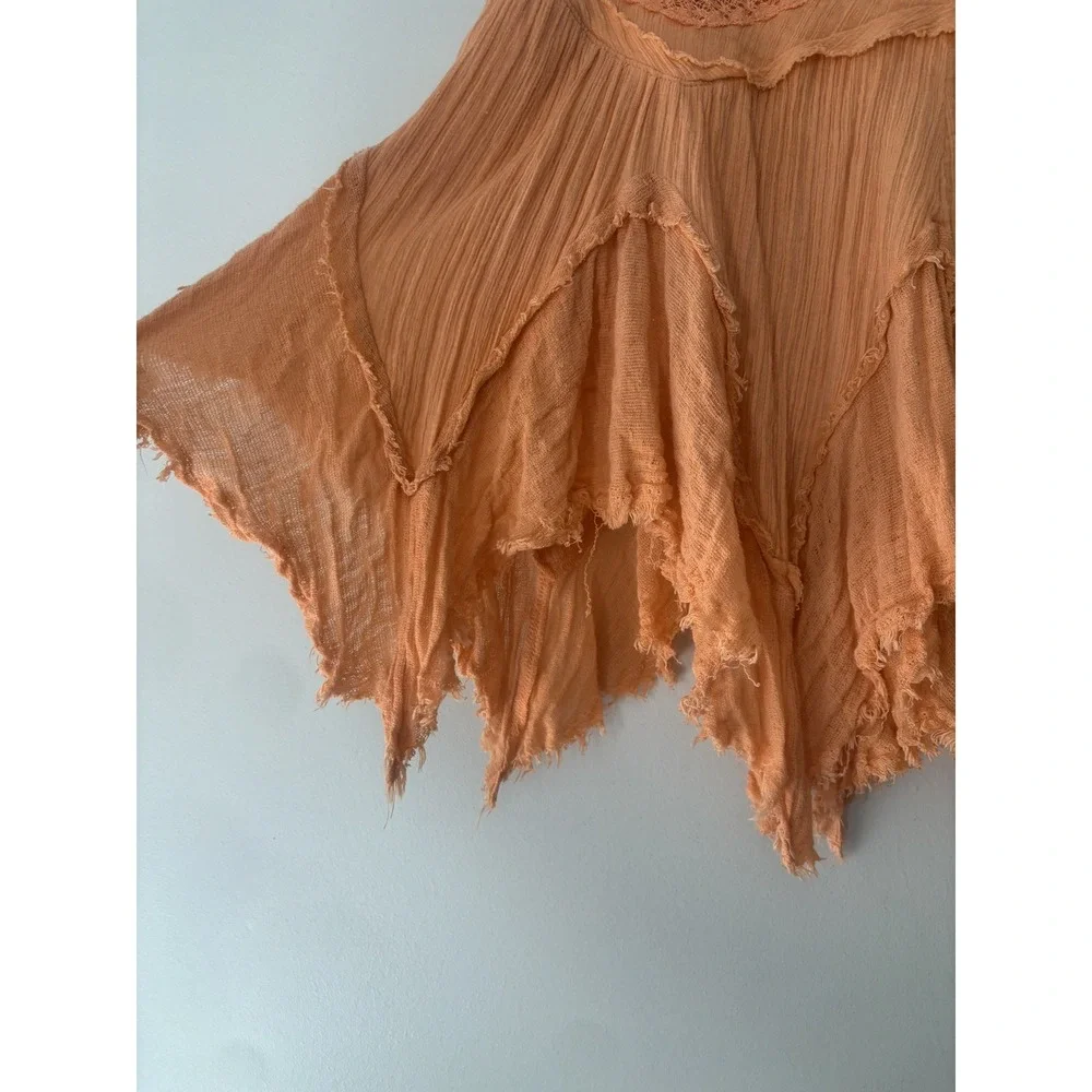 Free People Tattered Ruffle Handkerchief Lace Mini Skirt Boho Fairy Cottagecore